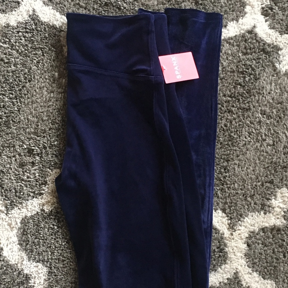 Brand new Spanx navy blue Velour leggings!